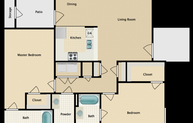 2 beds, 2.5 baths, 1,232 sqft, $1,850