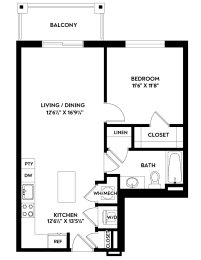 1 bed, 1 bath, 764 sqft, $1,635