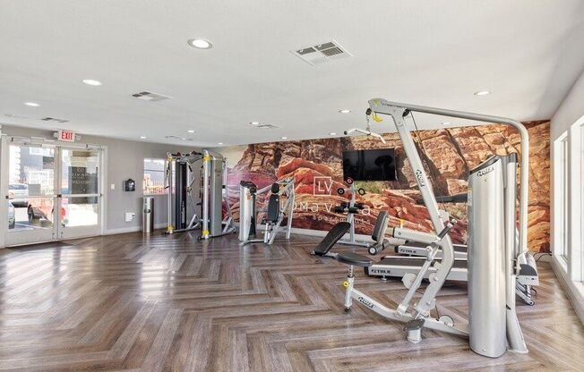 Fitness center with exercise equipment