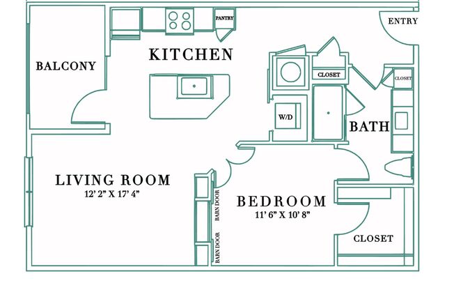 1 bed, 1 bath, 745 sqft, $1,899, Unit 412