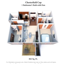 1 bed, 1 bath, 841 sqft, $1,615