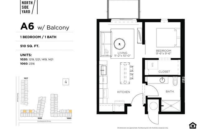 1 bed, 1 bath, 510 sqft, $1,275