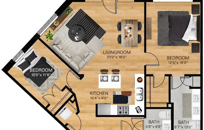 1650 Adams Two Bedroom Floor Plan 07 Tier