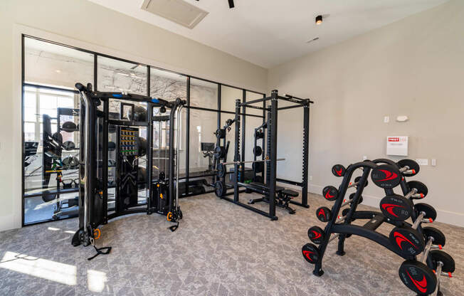 the gym at the preserve at polk apartments
