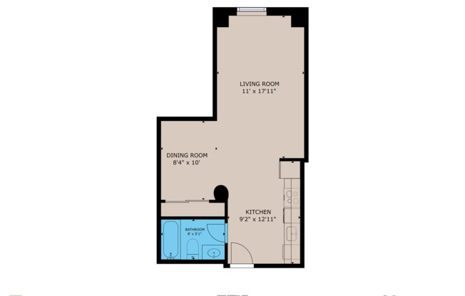 Studio, 1 bath, 545 sqft, $1,870.58, Unit 325