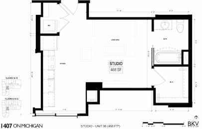 Studio, 1 bath, 468 sqft, $1,949