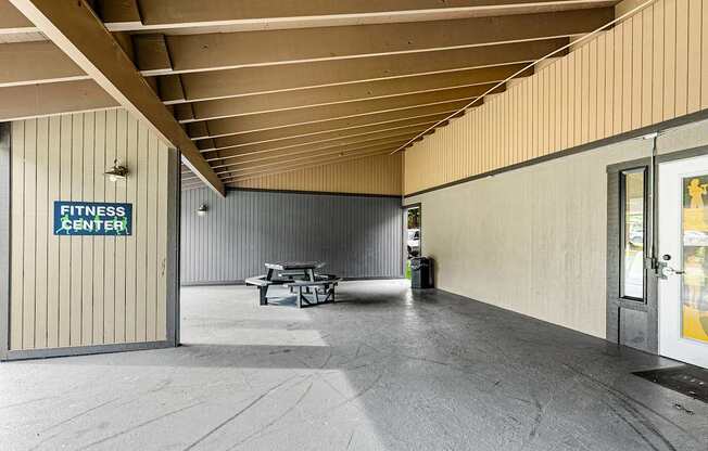 A fitness center is located in this building.