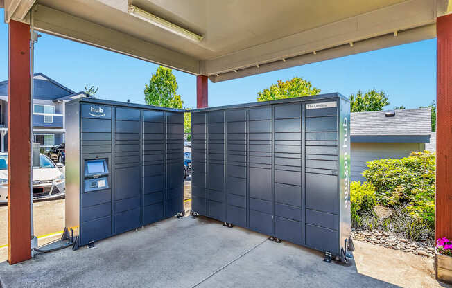 Self service package lockers at The Landing Apartments and Townhomes, Oregon, 97045