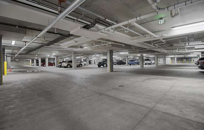 a parking garage with cars in it at 200 City View, Utah, 84601