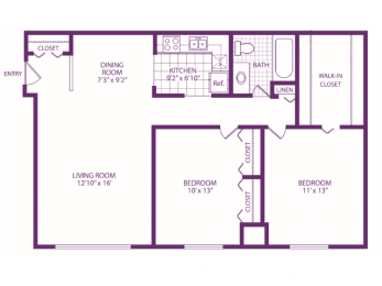 2 beds, 1 bath, 910 sqft, $1,091