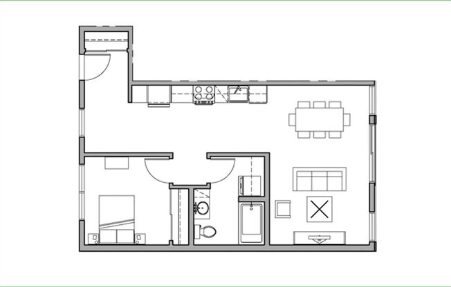 1 bed, 1 bath, 703 sqft, $1,945, Unit 203