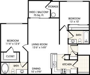 2 beds, 2 baths, 1,022 sqft, $1,794