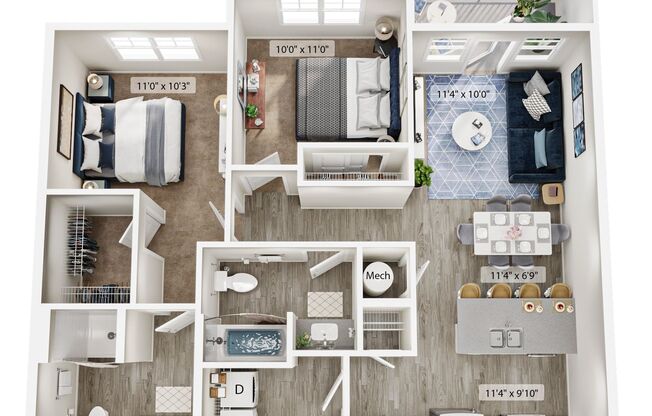 2 beds, 2 baths, 975 sqft, $1,990, Unit 1650-312