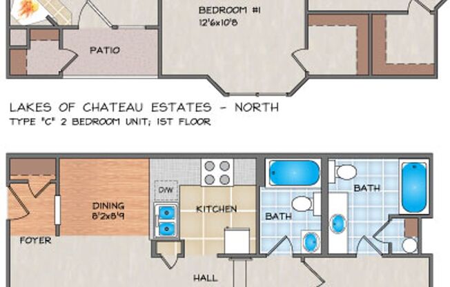 2 beds, 2 baths, 1,050 sqft, $1,820, Unit 337