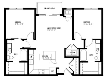 2 beds, 2 baths, 1,015 sqft, $2,195