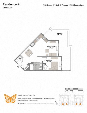 1 bed, 1 bath, 756 sqft, $2,400