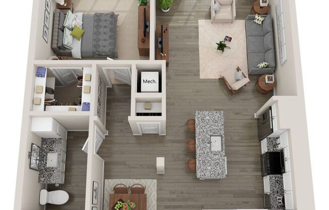 1 bed, 1 bath, 877 sqft, $2,061