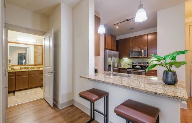 luxury kitchen at Berkshire Medical District apartments