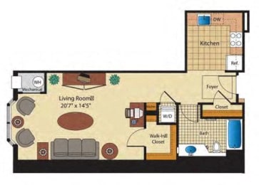 studio apartment floor plan that are spacious in bethesda md