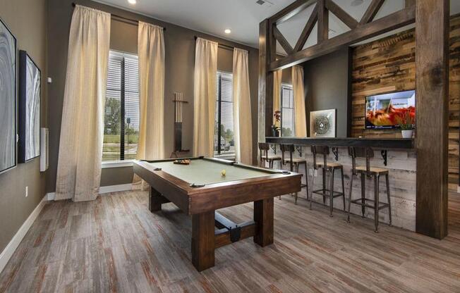 Billiards Table In Clubhouse at Watermark at Harvest Junction, Longmont, CO