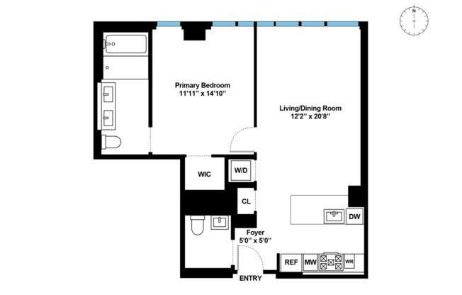 1 bed, 1.5 baths, 852 sqft, $7,500, Unit 21G