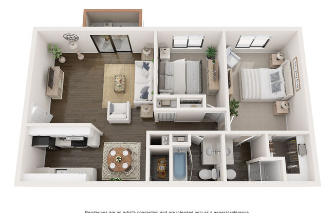 2 beds, 2 baths, 1,050 sqft, $1,175