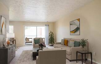 living room with attached balcony area