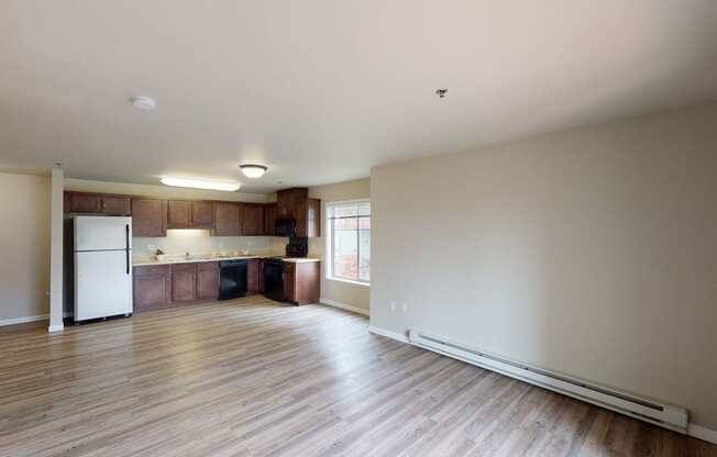 Renaissance Heights Living Room and Kitchen Apartment Rentals in Williston, North Dakota