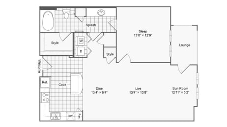 1 bed, 1 bath, 864 sqft, $1,576