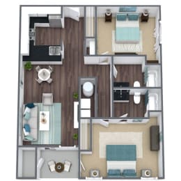 2 beds, 2 baths, 1,120 sqft, $1,709