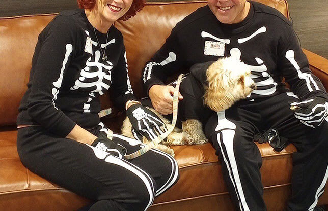 couple in skeleton costume at Harbor Heights 55+ Community, Olympia, WA 98501