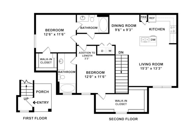 2 beds, 2 baths, 1,192 sqft, $1,605