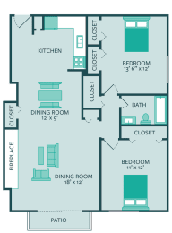 2 beds, 1 bath, 989 sqft, $1,040