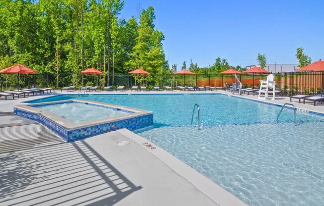the reserve at city center amenities include a pool and spa with umbrellas