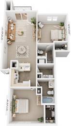 2 beds, 2 baths, 1,059 sqft, $1,668