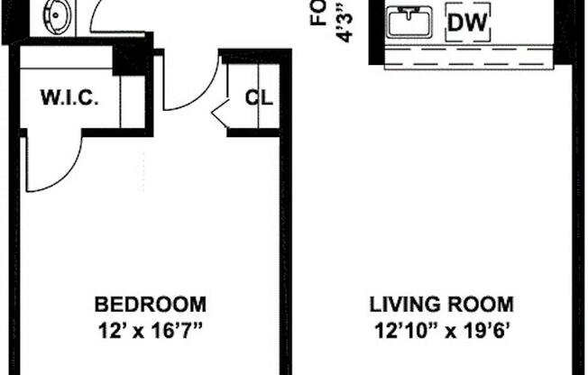 1 bed, 1 bath, 673 sqft, $4,200, Unit 5F