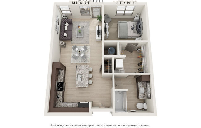 1 bed, 1 bath, 735 sqft, $1,470