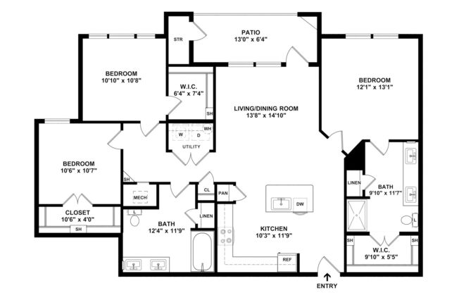 3 beds, 2 baths, 1,281 sqft, $1,132