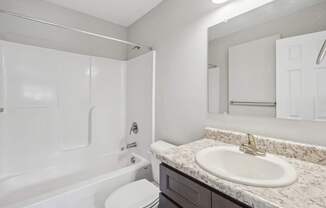 A white bathroom at Lexington on the Green, North Carolina