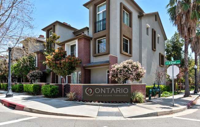 Exterior Views of Monument Sign at Ontario Town Square Townhomes
