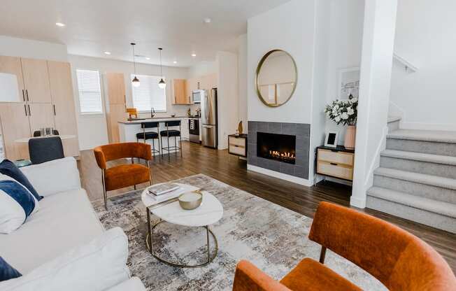 The Hudson Townhomes Salt Lake City Utah Living Room with Fireplace