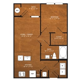 1 bed, 1 bath, 557 sqft, $1,193