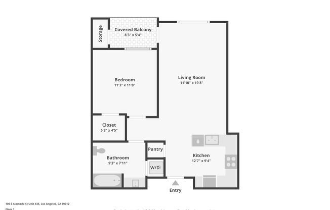 1 bed, 1 bath, 628 sqft, $2,400, Unit 234