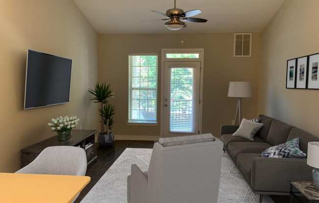 Elite One Bed Living Room at Emerald Creek Apartments, Greenville