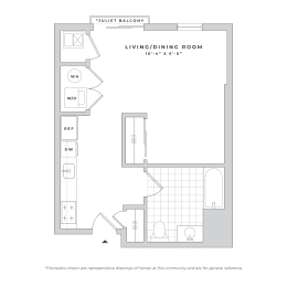 Studio, 1 bath, 545 sqft, $2,287