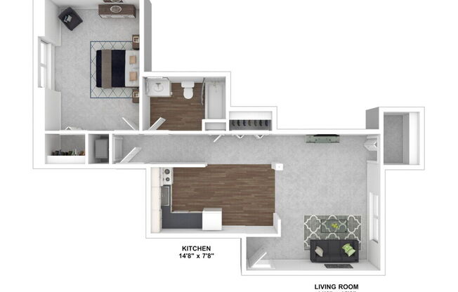 1 bed, 1 bath, 640 sqft, $1,825