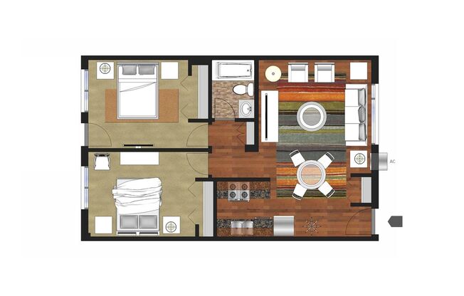 2 beds, 1 bath, 735 sqft, $1,419, Unit 44-08