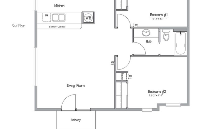 2 beds, 1 bath, 1,007 sqft, $1,890, Unit 08