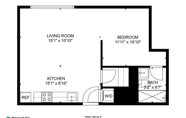 1 bed, 1 bath, 307 sqft, $1,750, Unit 515
