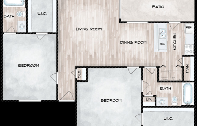 2 beds, 2 baths, 1,024 sqft, $1,699